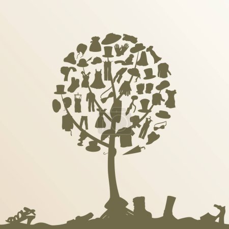 Illustration for Clothes tree vector illustration - Royalty Free Image