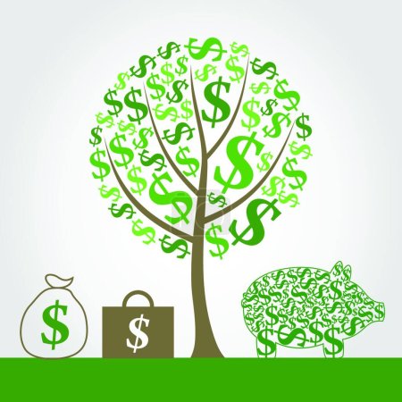 Téléchargez les illustrations : Illustration vectorielle d'arbre monétaire - en licence libre de droit
