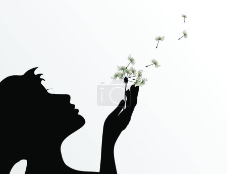 Illustration for Girl and a dandelion vector illustration - Royalty Free Image