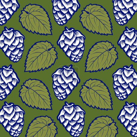 Illustration for Hop leaves pattern vector illustration - Royalty Free Image