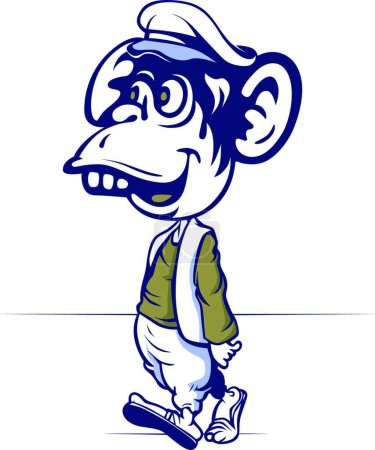 Illustration for Cartoon monkey walk vector illustration - Royalty Free Image