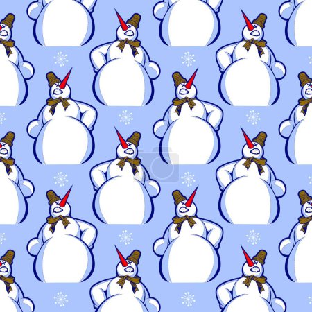 Illustration for Snowman pattern background vector illustration - Royalty Free Image