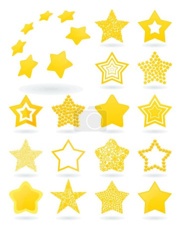 Téléchargez les illustrations : Ensemble d'icônes 5 étoiles, illustration vectorielle - en licence libre de droit