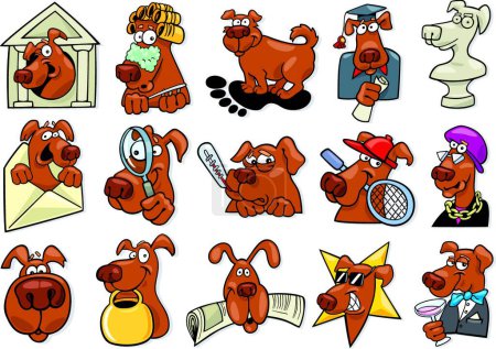Illustration for Funny dogs set vector illustration - Royalty Free Image