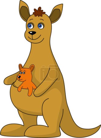 Téléchargez les illustrations : Illustration du Kangourou avec bébé - en licence libre de droit