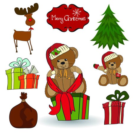Téléchargez les illustrations : Ensemble d'éléments de décoration de Noël - en licence libre de droit