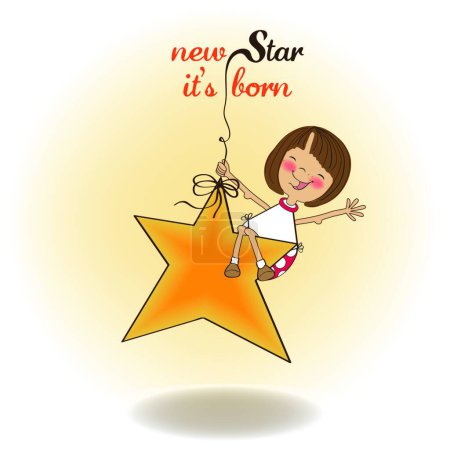 Téléchargez les illustrations : Nouvelle étoile il est né. carte de bienvenue bébé - en licence libre de droit