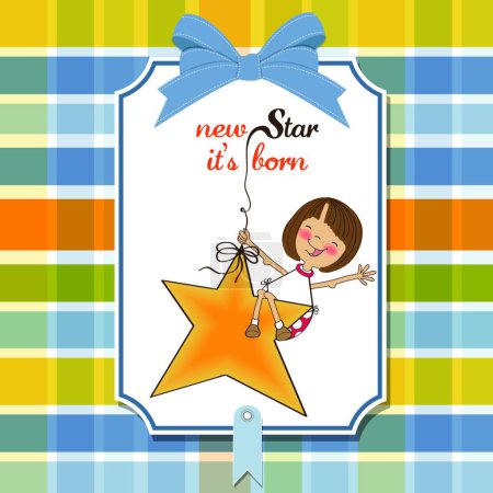 Illustration for New star it's born. welcome baby card - Royalty Free Image