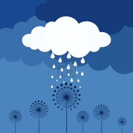 Illustration for Flower a rain, colored vector illustration - Royalty Free Image