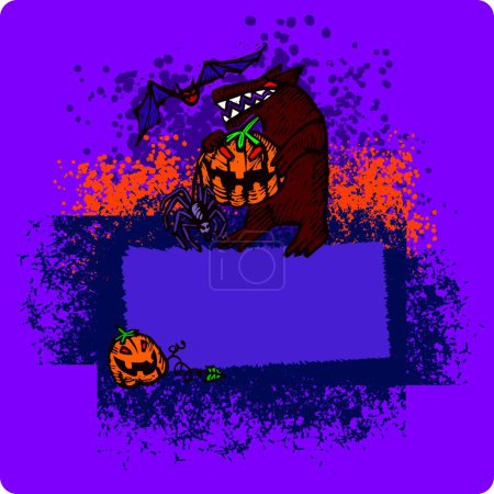 Illustration for Halloween frame, colorful vector illustration - Royalty Free Image