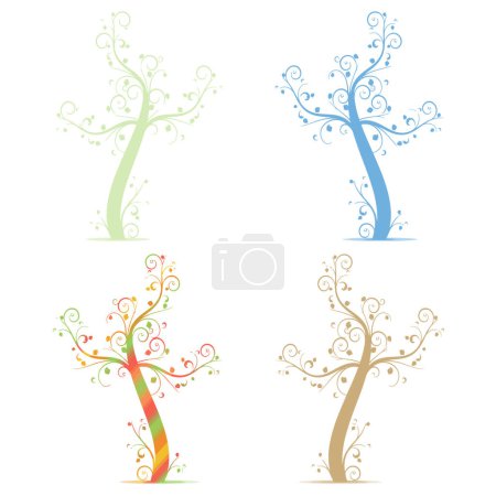 Illustration for Art trees vector set - Royalty Free Image