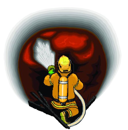 Téléchargez les illustrations : Pompier, illustration vectorielle graphique - en licence libre de droit