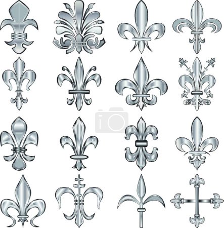Illustration for Fleur-de-lis set, vector illustration - Royalty Free Image