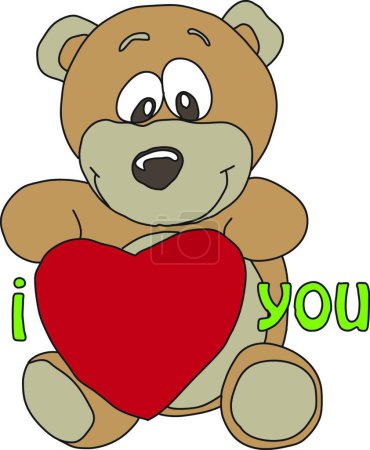 Illustration for Bear with heart modern vector illustration - Royalty Free Image