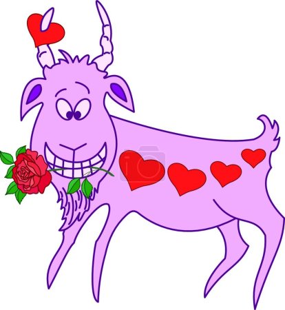 Téléchargez les illustrations : Chèvre Saint-Valentin, illustration vectorielle graphique - en licence libre de droit