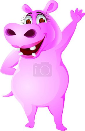 Téléchargez les illustrations : Illustration vectorielle hippopotame femelle - en licence libre de droit