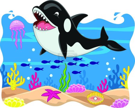 Ilustración de Caja de ballenas asesinas, ilustración vectorial gráfica - Imagen libre de derechos