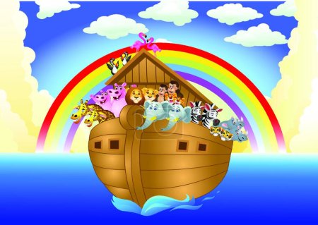 Téléchargez les illustrations : Arche de Noé, illustration vectorielle colorée - en licence libre de droit