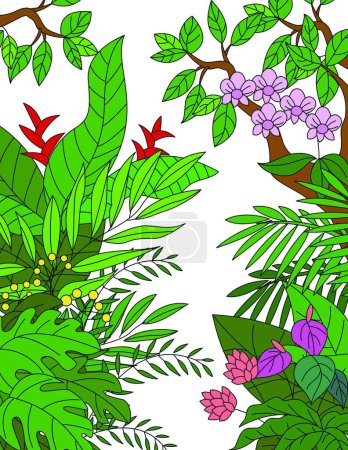 Illustration for Tropical forest background, vector illustration - Royalty Free Image