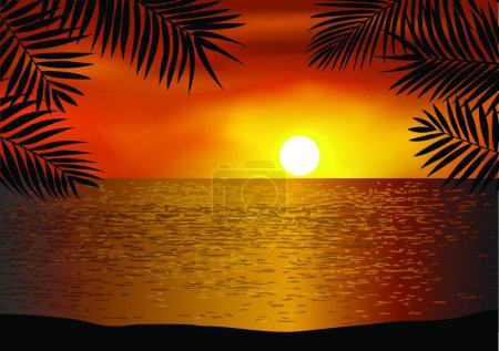 Téléchargez les illustrations : Bannière de plage tropicale, illustration vectorielle - en licence libre de droit