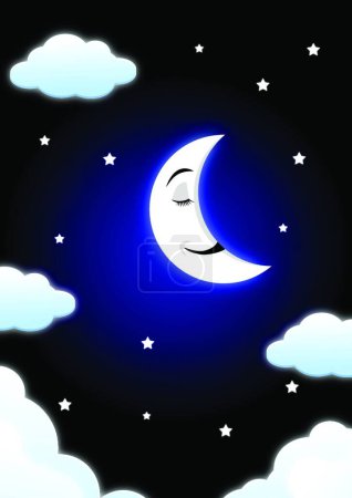 Illustration for Moon cartoon sleeping vector illustration - Royalty Free Image