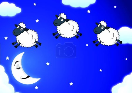 Illustration for Counting sheep, vector illustration - Royalty Free Image