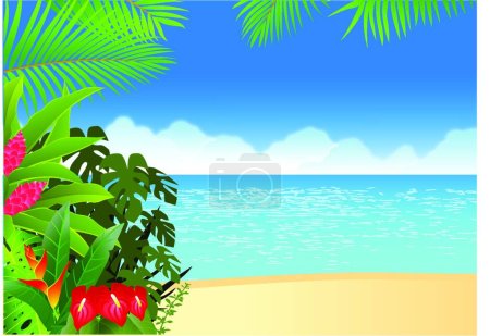 Téléchargez les illustrations : Forêt tropicale, illustration vectorielle graphique - en licence libre de droit