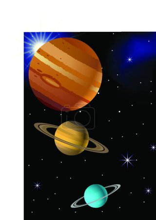 Téléchargez les illustrations : Planètes illustration vectorielle de fond - en licence libre de droit