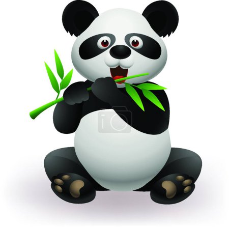 Téléchargez les illustrations : Drôle panda manger panda - en licence libre de droit