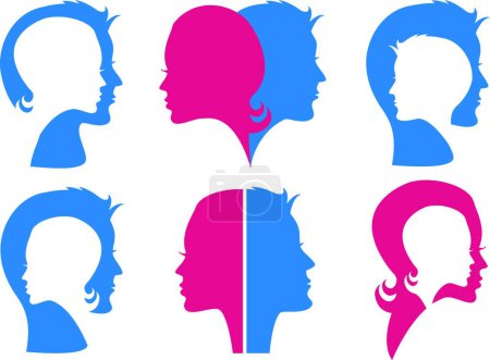 Illustration for Couple faces, graphic vector illustration - Royalty Free Image