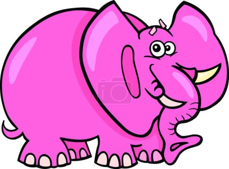Téléchargez les illustrations : Icône de bande dessinée éléphant rose pour le web, illustration vectorielle - en licence libre de droit