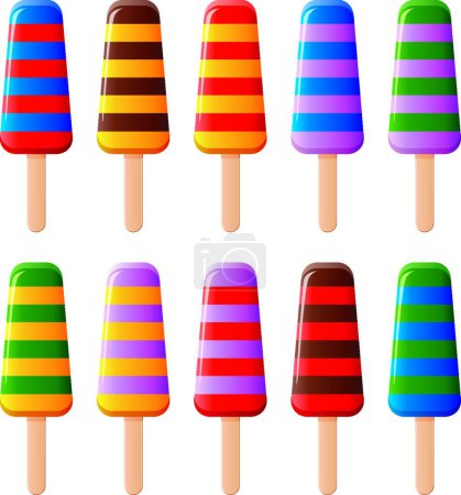 Téléchargez les illustrations : Illustration vectorielle de popsicles colorées - en licence libre de droit