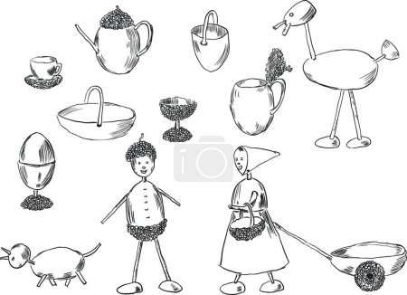 Illustration for Crafts acorn, graphic vector illustration - Royalty Free Image