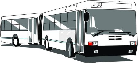 Téléchargez les illustrations : Bus de ville articulé isolé - en licence libre de droit