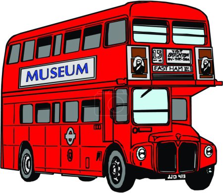 Téléchargez les illustrations : Illustration vectorielle de bus rouge à deux étages - en licence libre de droit