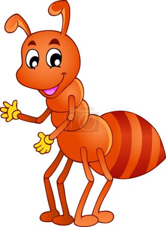 Téléchargez les illustrations : Illustration vectorielle de fourmi souriante dessin animé - en licence libre de droit