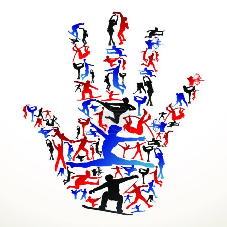Ilustración de Siluetas deportivas en la ilustración del vector de mano - Imagen libre de derechos
