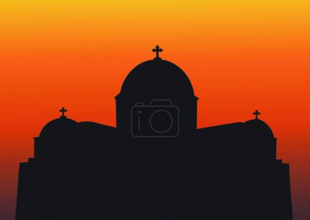 Téléchargez les illustrations : Eglise grecque Illustration vectorielle Sihouette - en licence libre de droit