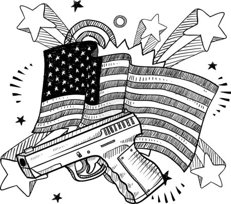 Illustration for America loves guns vector illustration - Royalty Free Image