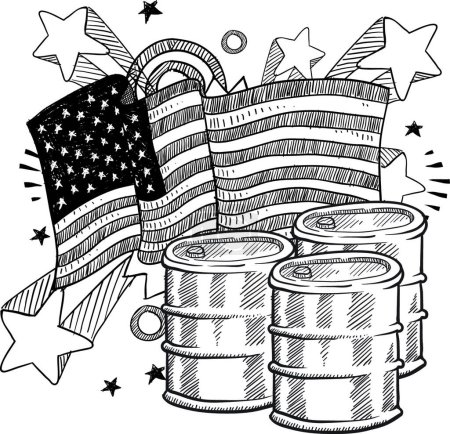 Téléchargez les illustrations : L'Amérique aime l'huile, illustration vectorielle - en licence libre de droit