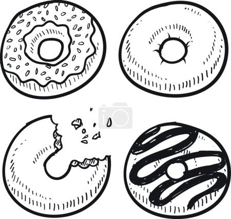Téléchargez les illustrations : Illustration vectorielle de l'assortiment Donuts - en licence libre de droit