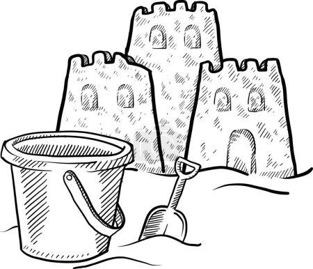 Téléchargez les illustrations : Illustration vectorielle château de sable - en licence libre de droit