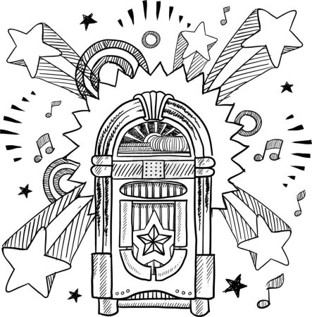 Ilustración de "Retro jukebox vector sketch" - Imagen libre de derechos