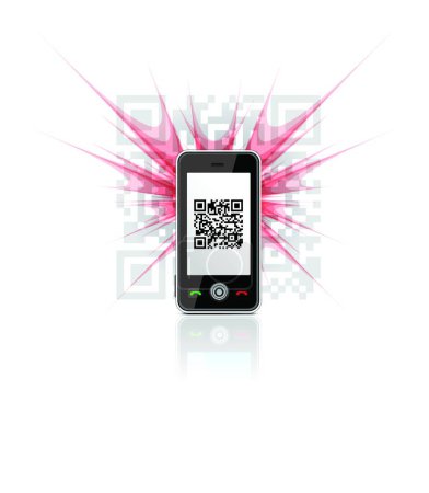 Ilustración de "Teléfono escaneado código QR
" - Imagen libre de derechos