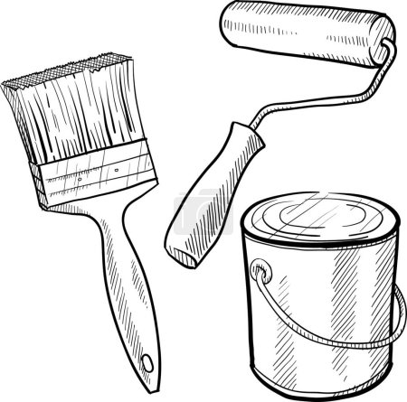 Illustration for Painting equipment sketch, vector illustration - Royalty Free Image