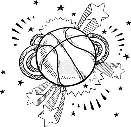 Illustration for "Basketball excitement sketch" - vector illustration - Royalty Free Image