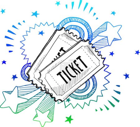 Illustration for Event ticket sketch, vector illustration - Royalty Free Image