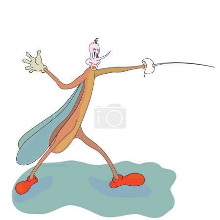 Illustration for Mosquito - a fencer, graphic vector illustration - Royalty Free Image