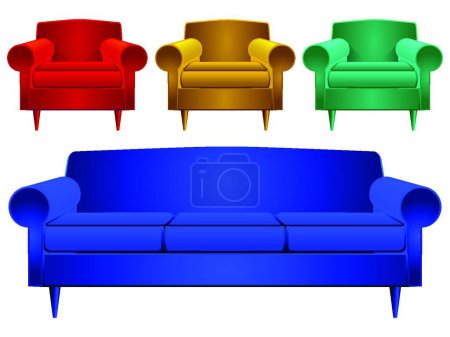 Illustration for Couch and armchairs, graphic vector illustration - Royalty Free Image
