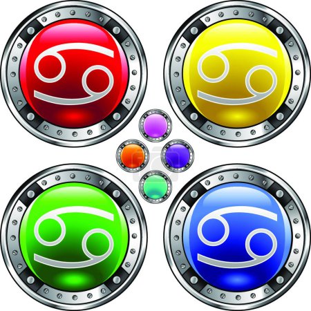 Illustration for Cancer colorful buttons vector illustration - Royalty Free Image